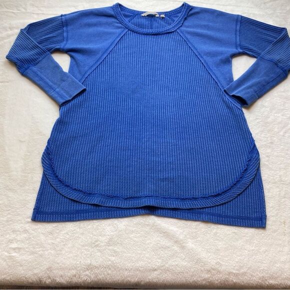 Soft Surroundings Blue Kaydance Tunic Waffle Knit Top Size Medium - Picture 1 of 9